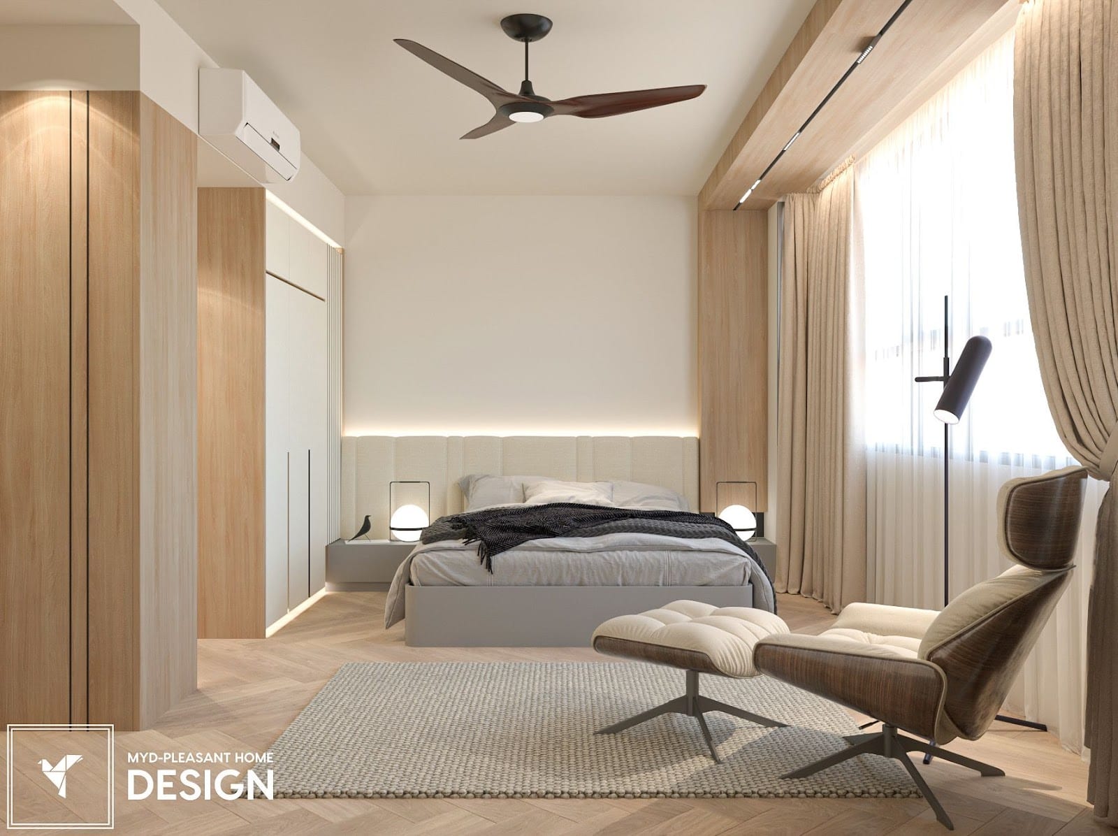 Bespoke Japanese-Scandinavian inspired residential living area transformed by MYD
